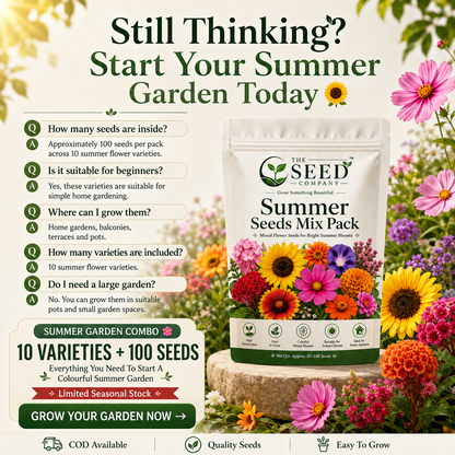 TSC Summer Mix Seed Combo – 10 Summer Varieties | 100 Seeds Pack