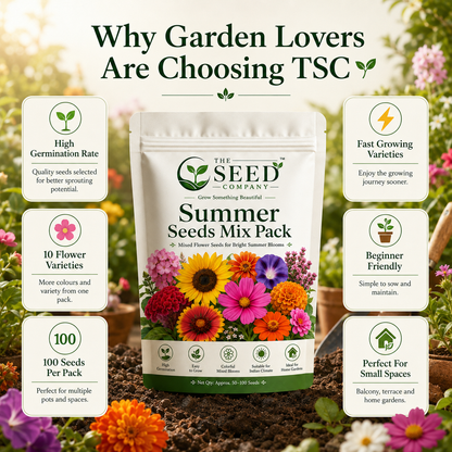 TSC Summer Mix Seed Combo – 10 Summer Varieties | 100 Seeds Pack