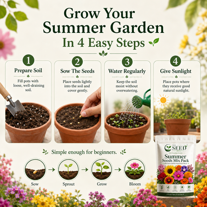 TSC Summer Mix Seed Combo – 10 Summer Varieties | 100 Seeds Pack