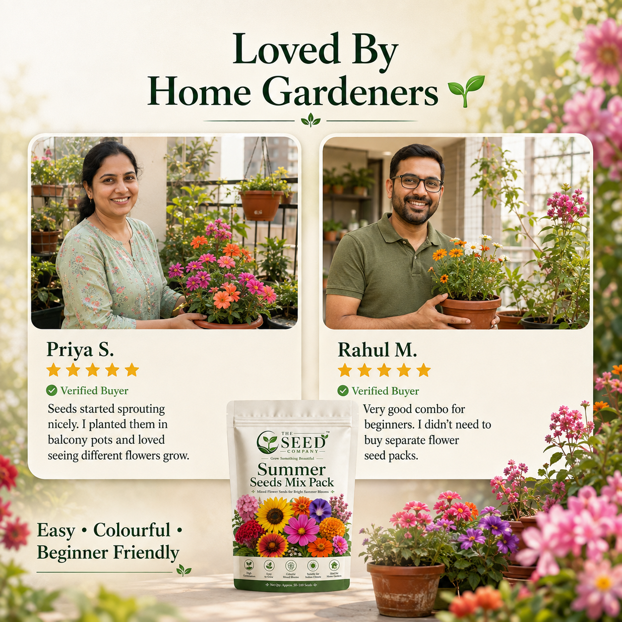 TSC Summer Mix Seed Combo – 10 Summer Varieties | 100 Seeds Pack
