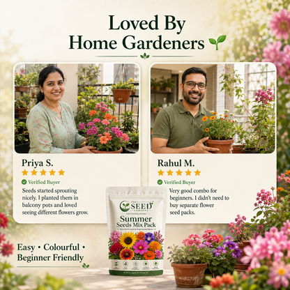 TSC Summer Mix Seed Combo – 10 Summer Varieties | 100 Seeds Pack