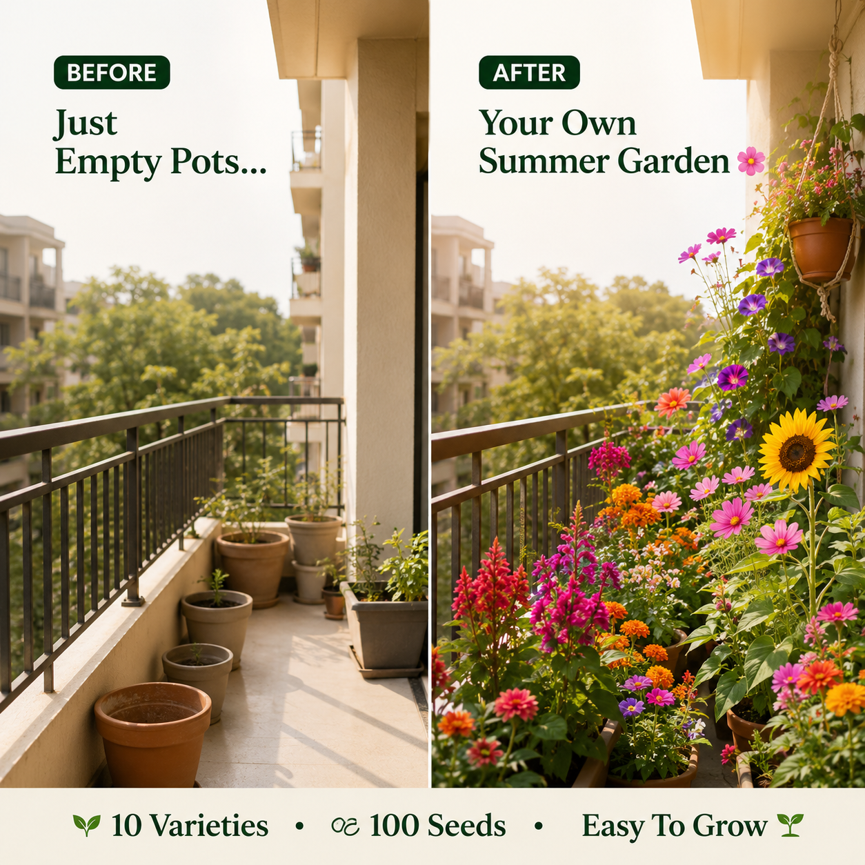 TSC Summer Mix Seed Combo – 10 Summer Varieties | 100 Seeds Pack